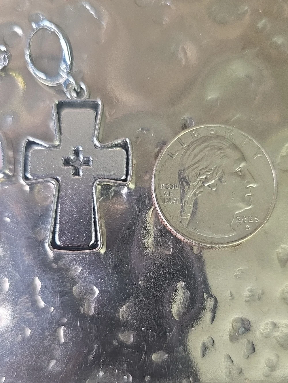 Pink Cross Hoop Dangle Earrings, NWOT